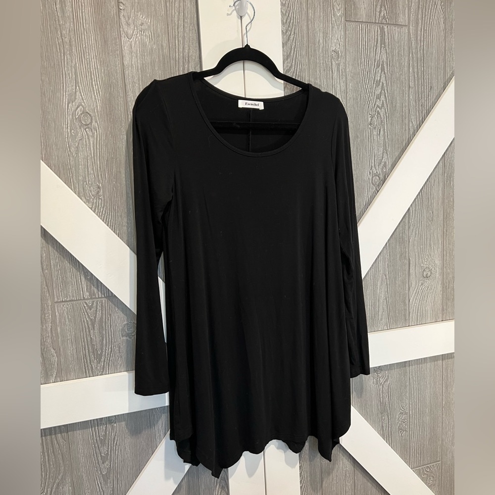 086. Esenchel BLong Sleeve Tunic/Dress Black  M
